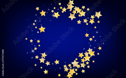 Yellow Shiny Stars Vector Blue Background. 
