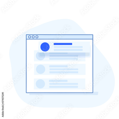 Mock up or wireframe list item for website design Ui and UX . Graphic design, web. Vector banner template for website and mobile app development. Modern design linear art flat illustration.