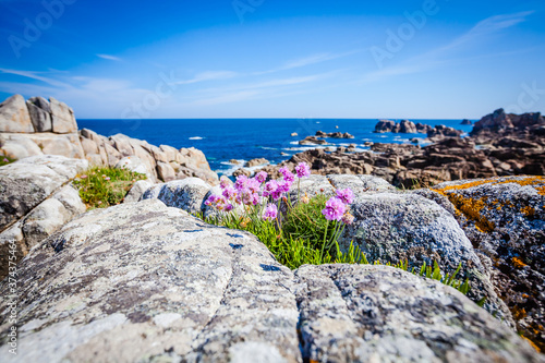 Photography Rocky coast called Le Gouffre at the coast of Brittnay, France