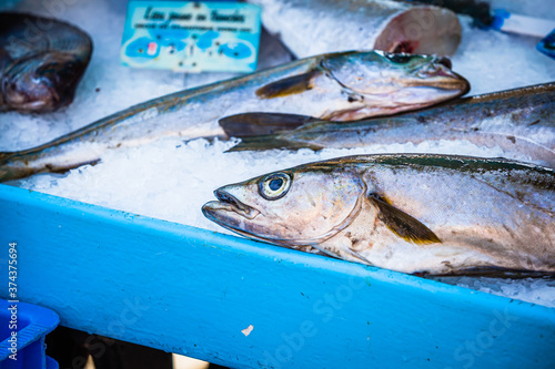 Makerel at the fishmarket in Brittany, France photo