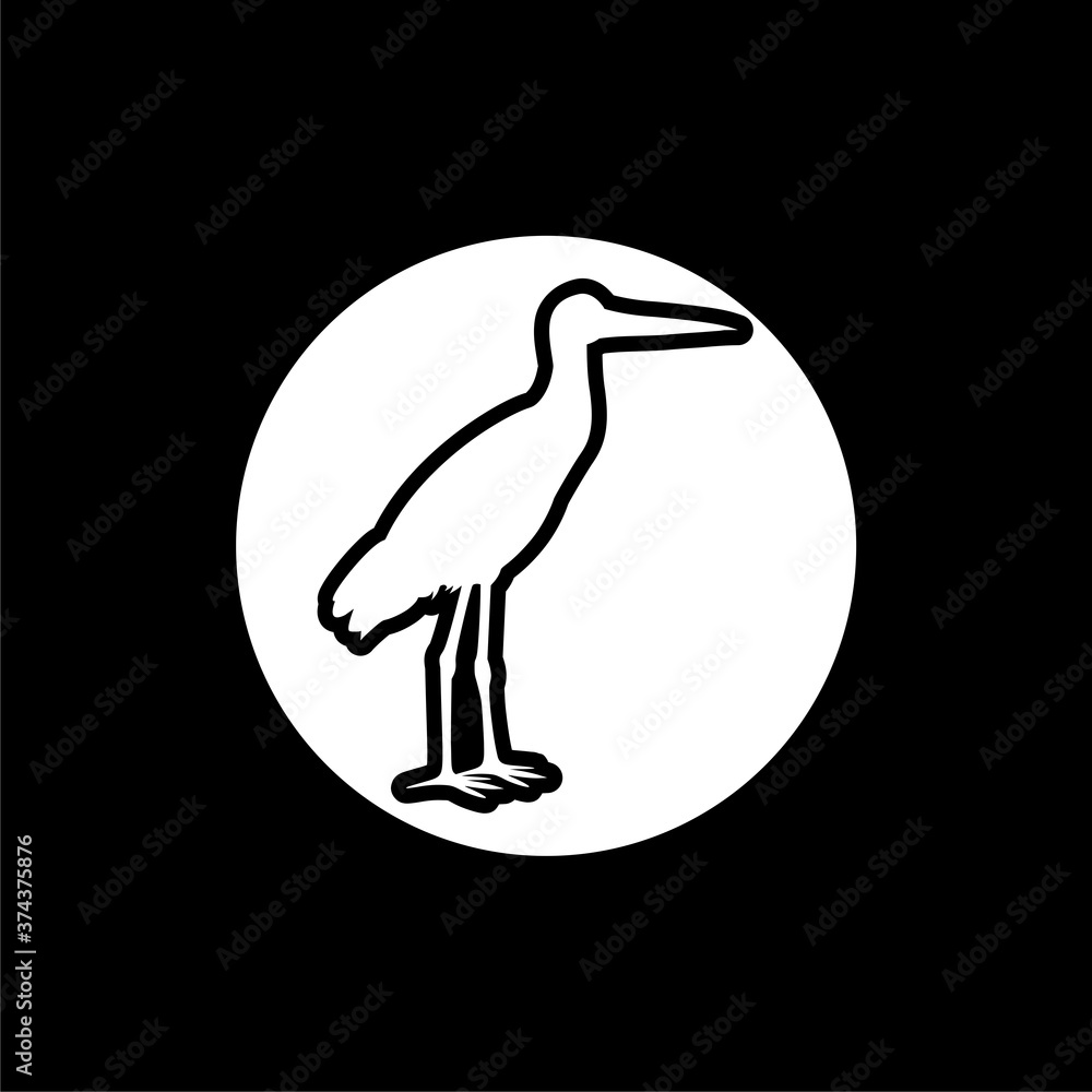Naklejka premium Stork icon isolated on dark background