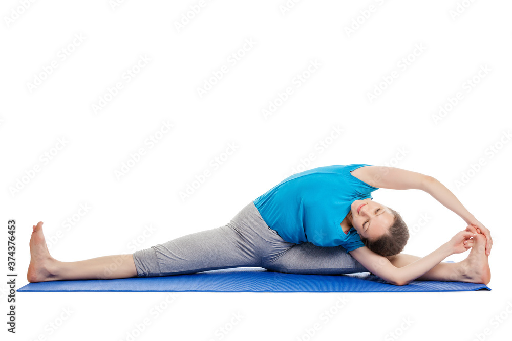 Yoga - young beautiful woman doing yoga asana excerise isolated Yoga - young beautiful woman doing yoga asana excerise isolated
