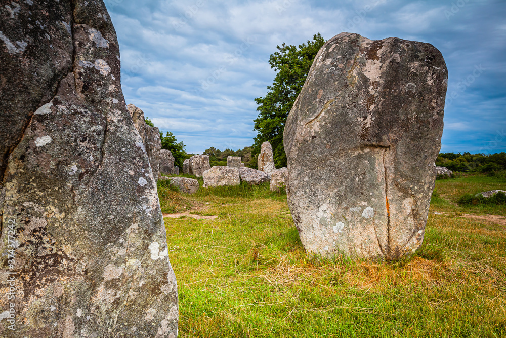 Prehistoric alignements near Erdeven in Brittany, France
