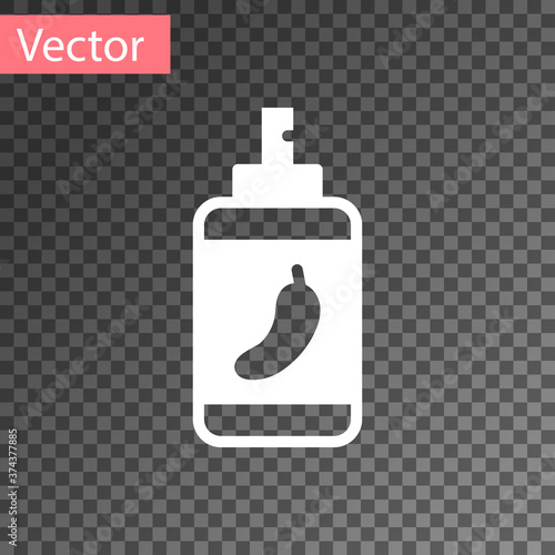 White Pepper spray icon isolated on transparent background. OC gas. Capsicum self defense aerosol. Vector.