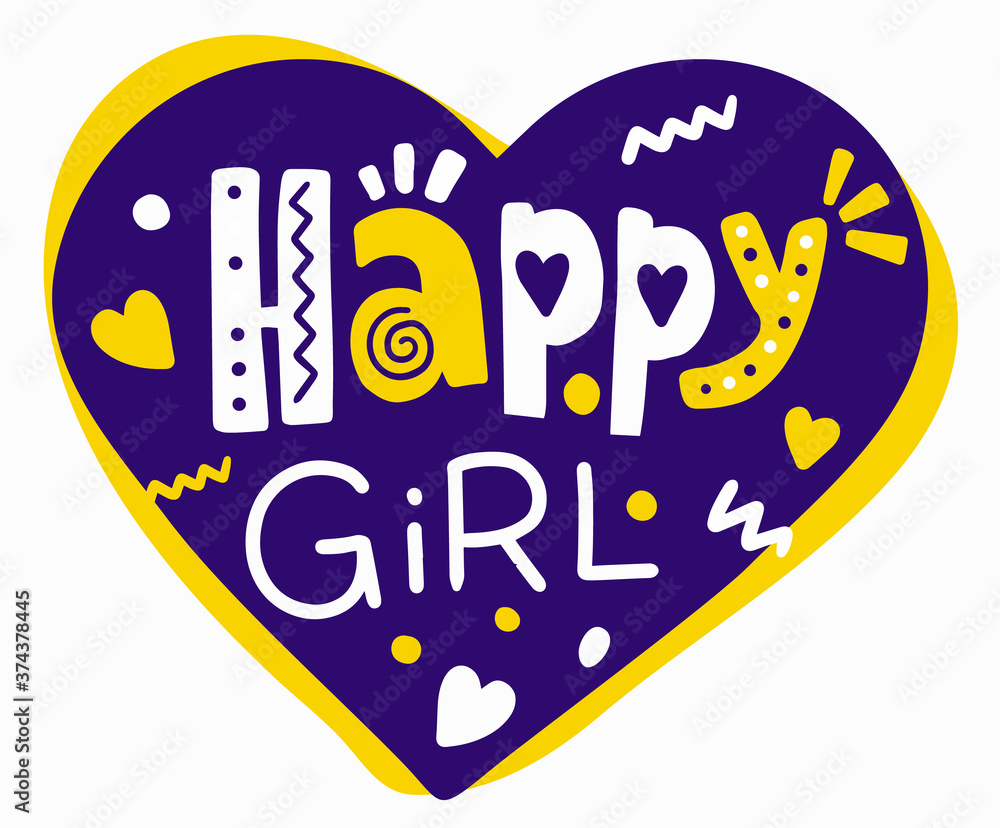 Fototapeta premium Vector girly poster with bright heart and header on white background