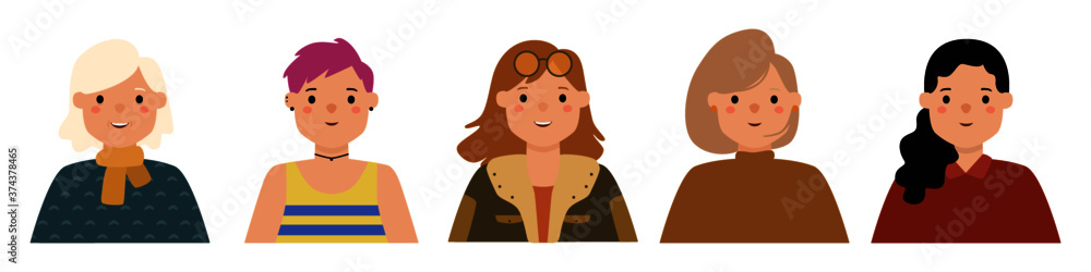 People millennial casual avatar playful cute set isolated vector flat illustration People millennial casual avatar playful cute set isolated vector flat illustration