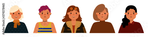 People millennial casual avatar playful cute set isolated vector flat illustration