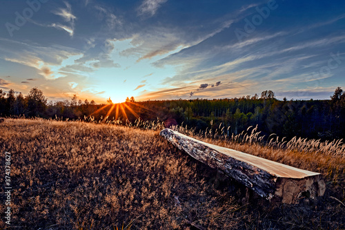 Sonnenuntergang an der Bockwindmühle Schönau bei Frohburg. photo