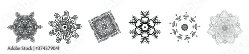 Mandalas Round for coloring book. Decorative round ornaments. Flower shape. Oriental vector, Anti-stress therapy. Weave design elements. Yoga logos Vector. Black icon isolated on white background.