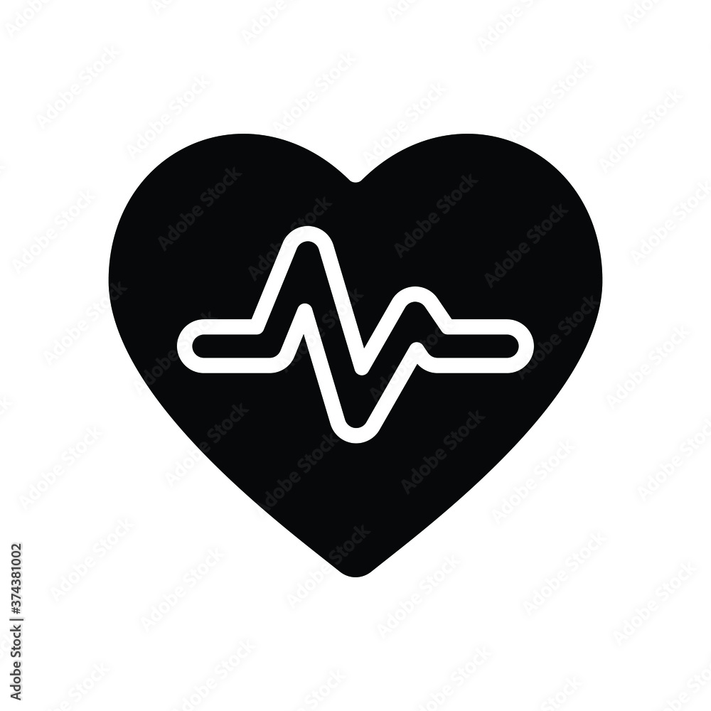 Heartbeat Medical Glyph Black and White Icon Heartbeat Medical Glyph Black and White Icon