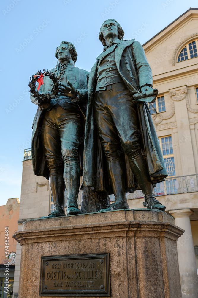 Weimar, Thuringia, Germany: monument of Goethe and Schiller Weimar, Thuringia, Germany: monument of Goethe and Schiller