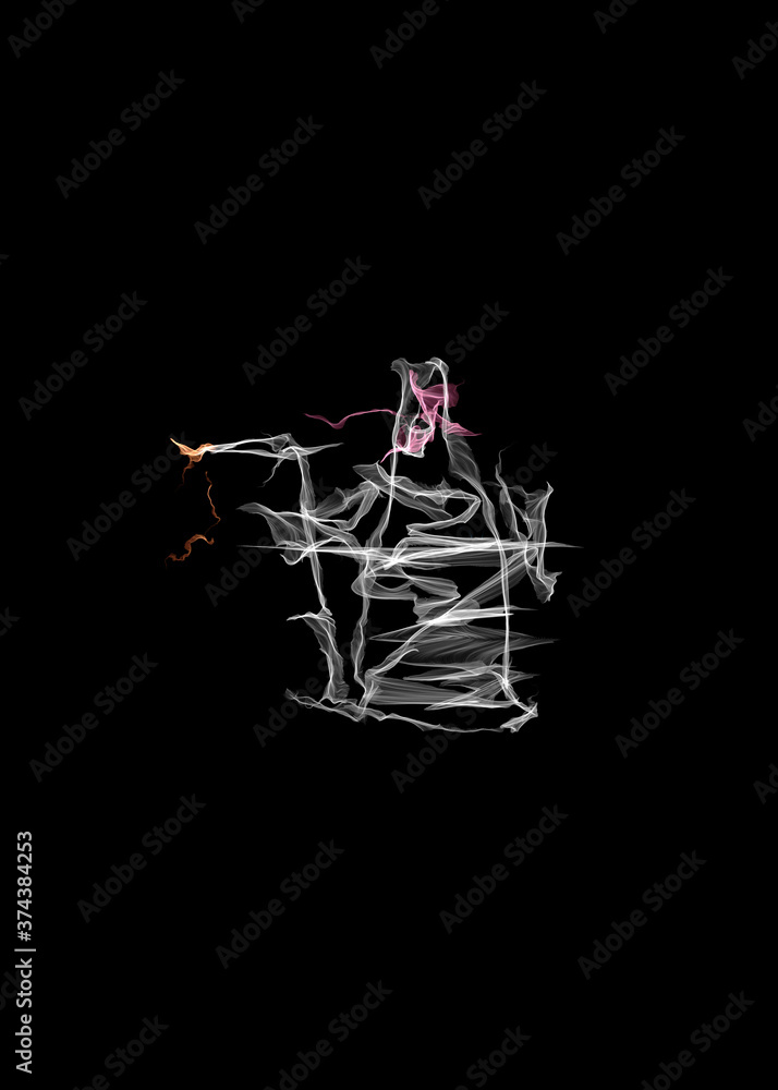 Abstract death illustration. An abstract representation of death depicted with white, pink and orange lines. Digital background for wall art prints.
