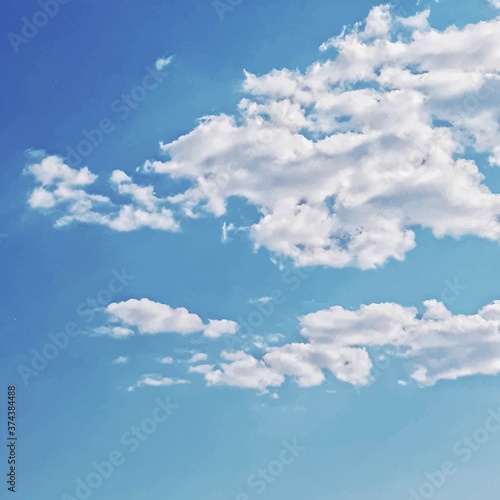 White clouds with blue sky landscape background.