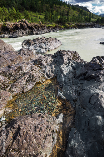 Mountain landscape with river Katun. Altai Republic photo