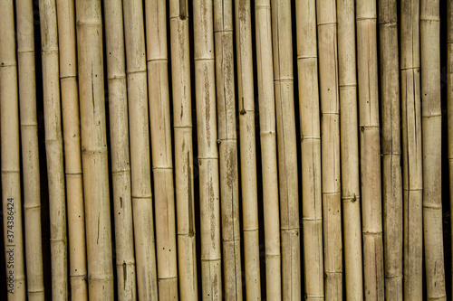 Brown bamboo fence or wall background or wooden texture