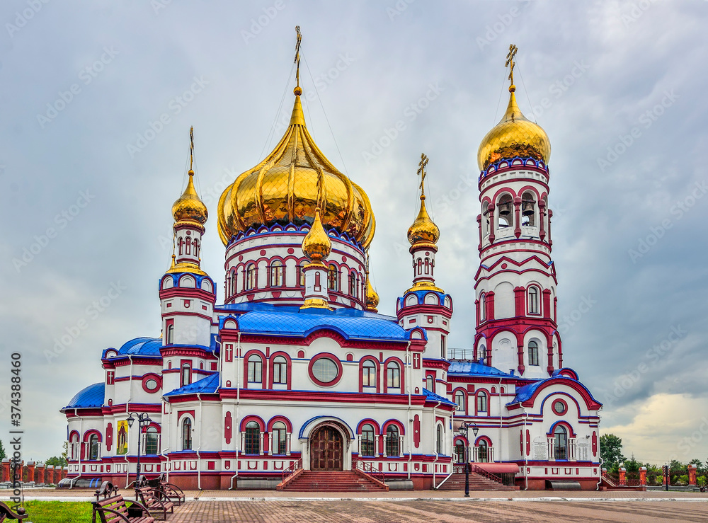 Novokuznetsk, Kemerovo region, Russia - August 15, 2020: Ortodox Cathedral of Nativity of Christ