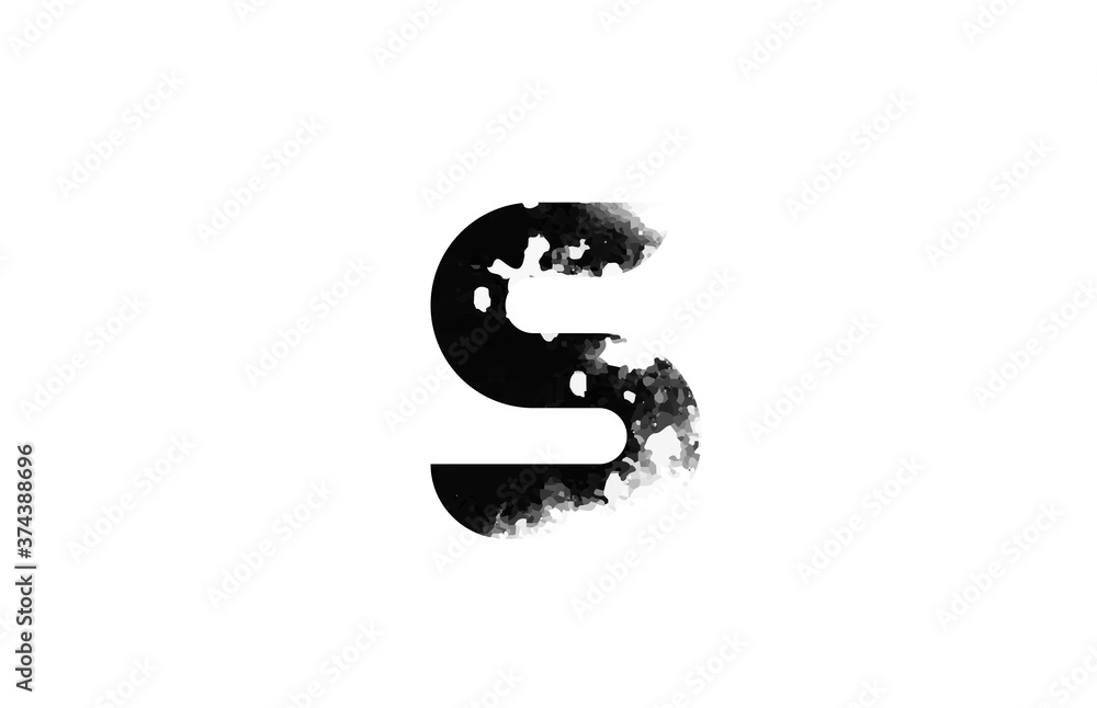 S letter black and white icon logo. Alphabet for business and company with grunge vintage design S letter black and white icon logo. Alphabet for business and company with grunge vintage design
