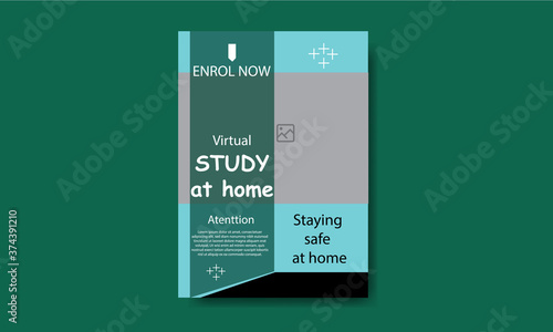  Virtual study at home flyer template design