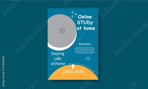 Online study at home flyer template design