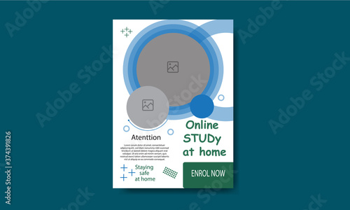 Online study at home flyer template design