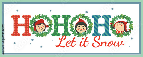 Hand drawn Christmas flat color vector decoration