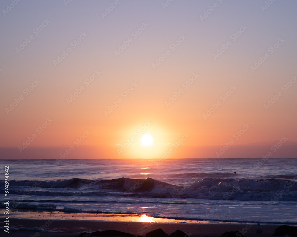 sunrise over the sea at a beach