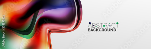 Vector abstract background, flowing liquid style bubble with metallic, color quicksilver chrome texture and color glow effects