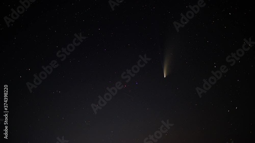 stars in space and neowise comet timelapse photo