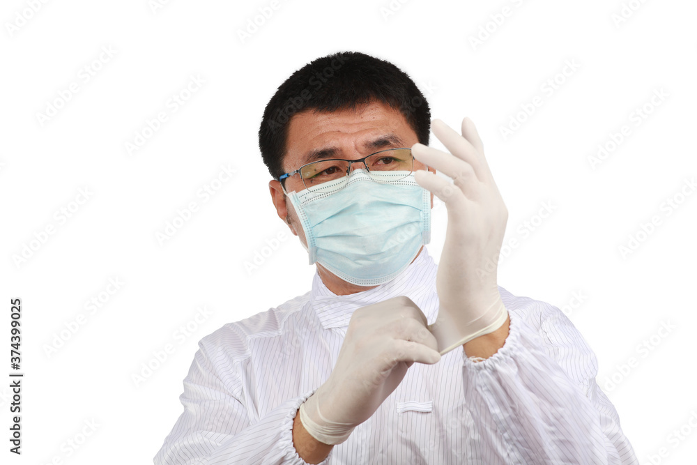 Scientist or Doctor is wearing PPE , Medical gloves and Covid-19 protective suit Scientist or Doctor is wearing PPE , Medical gloves and Covid-19 protective suit
