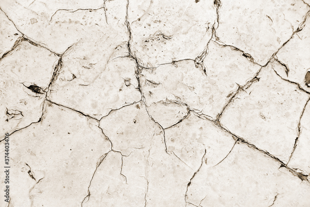 Fototapeta premium Distressed overlay texture of cracked concrete, stone or asphalt. Grunge background. Abstract illustration
