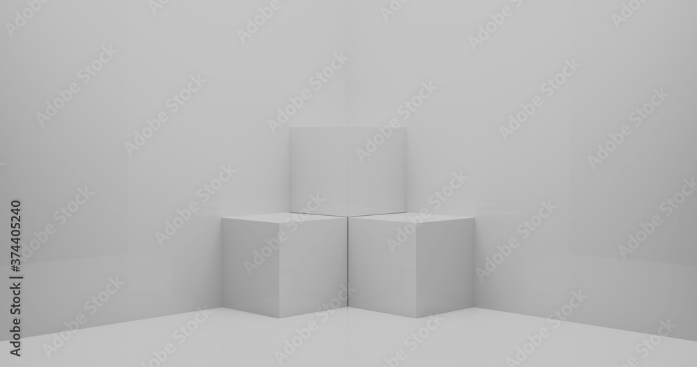 3d rendering. Abstract composition of geometric shapes in a bright room. A podium for your mockup. 3d rendering. Abstract composition of geometric shapes in a bright room. A podium for your mockup.