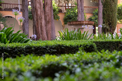 a beautiful sunny day in Granada, Spain at the Alhambra historical building 