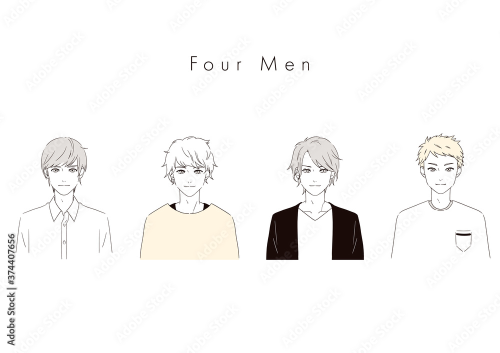 おしゃれな男性4人のイラスト