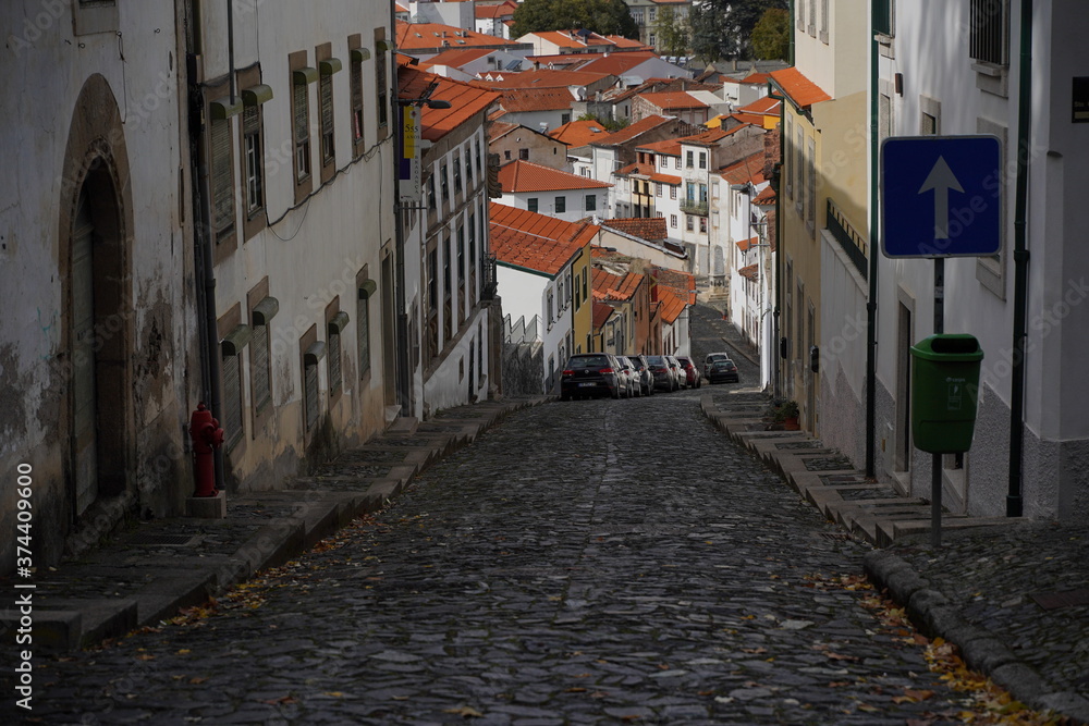 Street in Braganza, historical city of Portugal. Europe