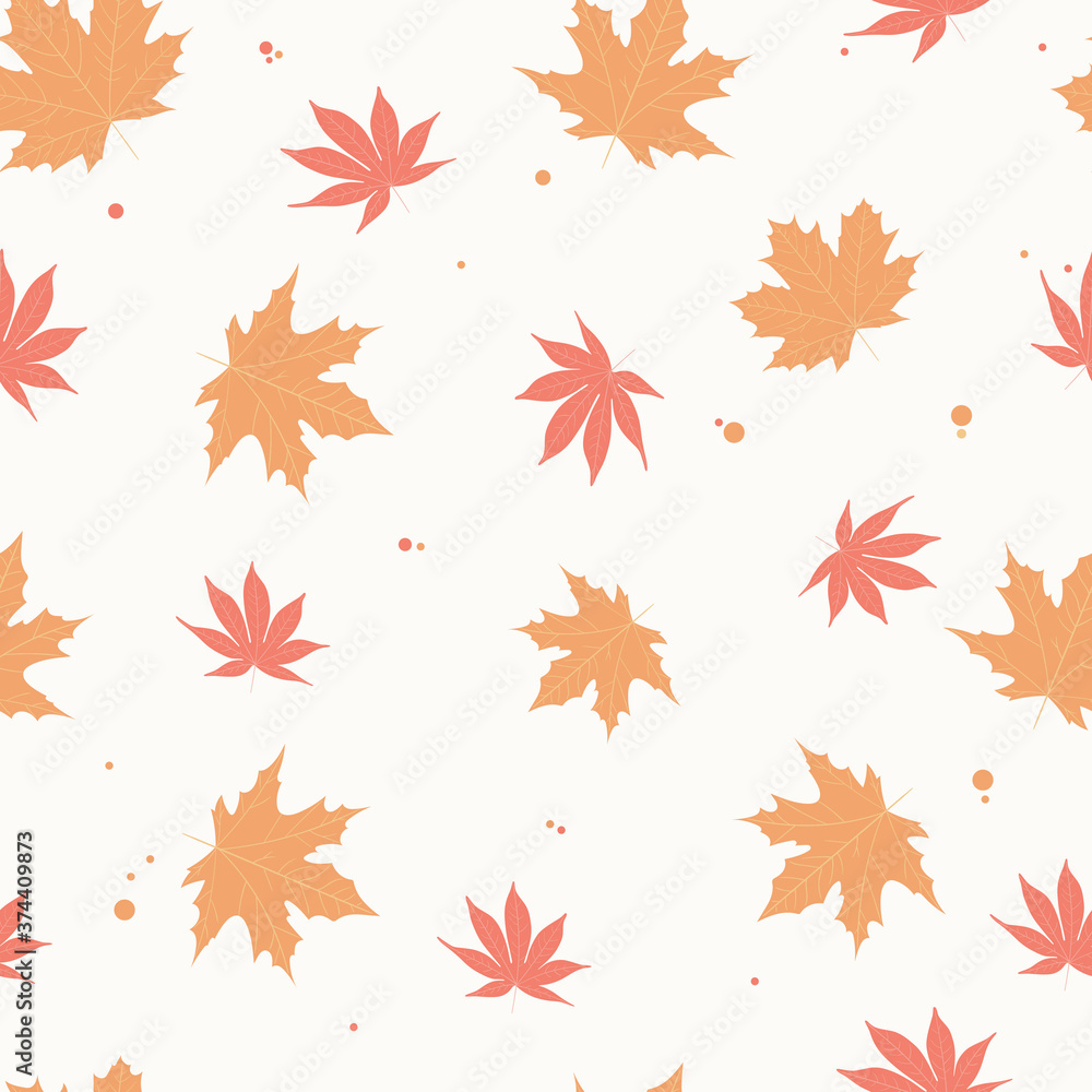Vector illustration seapless pattern autumn mood yellow orange red maple leaves. Background decoration in fall style. Vector illustration seapless pattern autumn mood yellow orange red maple leaves. Background decoration in fall style.