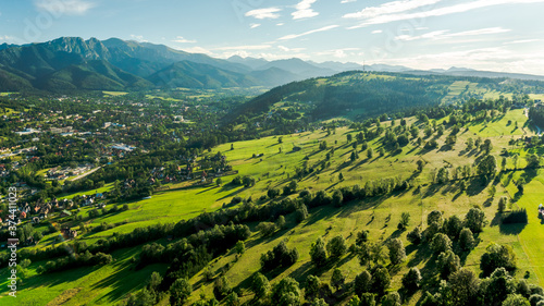 Obraz na płótnie Zakopane and Giewont seen from aerial perspective w salonie