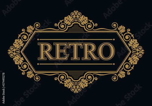 Retro сalligraphic border, Vector illustration