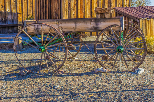 Fotografija Vintage Simple Wooden Wagon In Early Morning