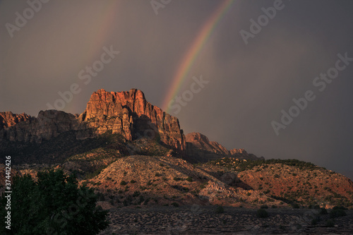 A rainbow in Zion National Park, Utah.