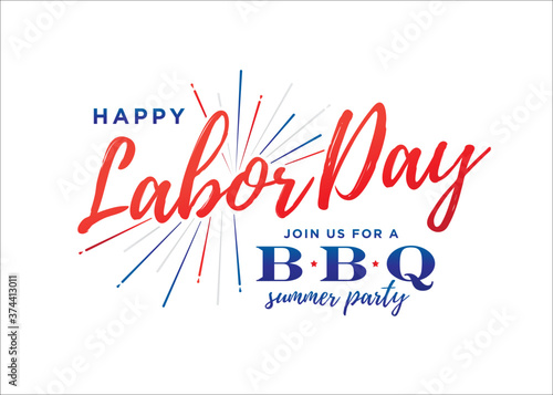 Happy Labor Day Join Us For A BBQ Summer Party Holiday Vector Text for posters, flyers, marketing, social media, greeting cards, advertisement
