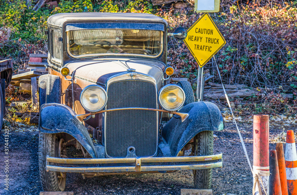 Vintage Classic Car In Salvage Yard Stock Photo | Adobe Stock