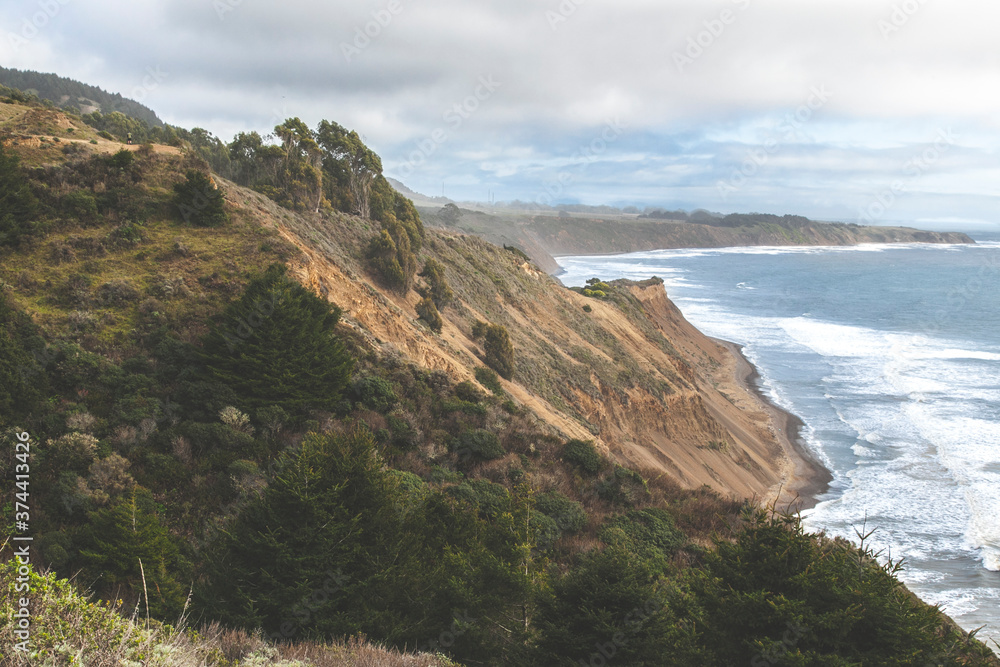 View of the Point Reyes coastline from the Alamere Falls hiking trail. 