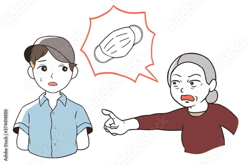 マスク警察　高齢女性