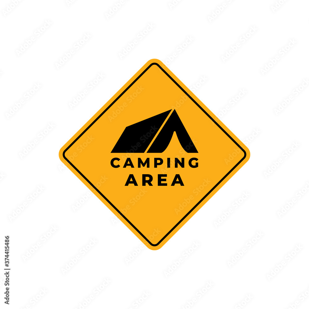 CAMPING ZONE sign. Camping place sign isolated on white . Vertical banner. Vector. CAMPING ZONE sign. Camping place sign isolated on white . Vertical banner. Vector.