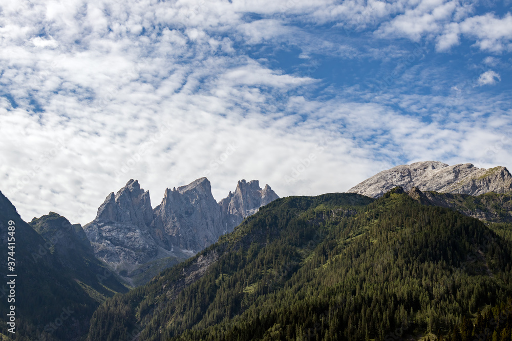 Focobon group of mountains above Falcade, Veneto in Italy