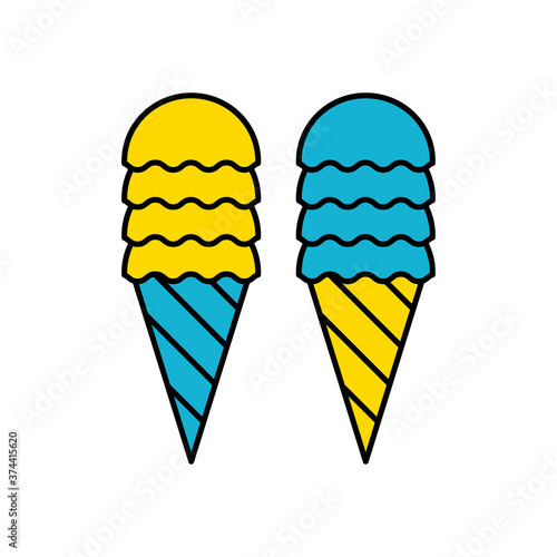 Ice cream cone icon isolated. Modern sweet vanilla desert sign. Trendy vector chocolate cram symbol for web site design, button to mobile app. Logo ice cream illustration.