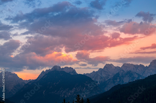Sunset in the Dolomites at Candide  Veneto  Italy