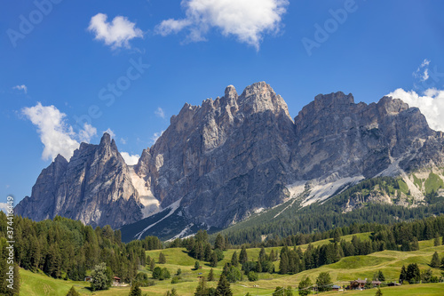 CORTINA D'AMPEZZO, VENETO/ITALY - AUGUST 9 : Mountains in the Dolomites near Cortina d'Ampezzo, Veneto, Italy on August 9, 2020
