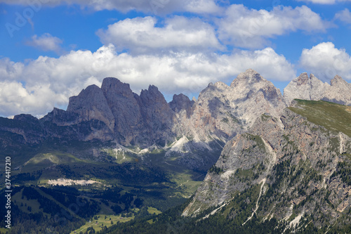 View of the Dolomites near Selva, South Tyrol, Italy © philipbird123