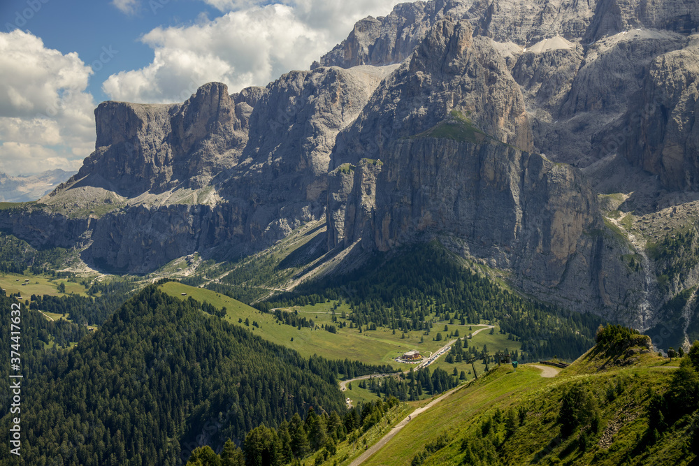View of the Dolomites near Selva, South Tyrol, Italy View of the Dolomites near Selva, South Tyrol, Italy
